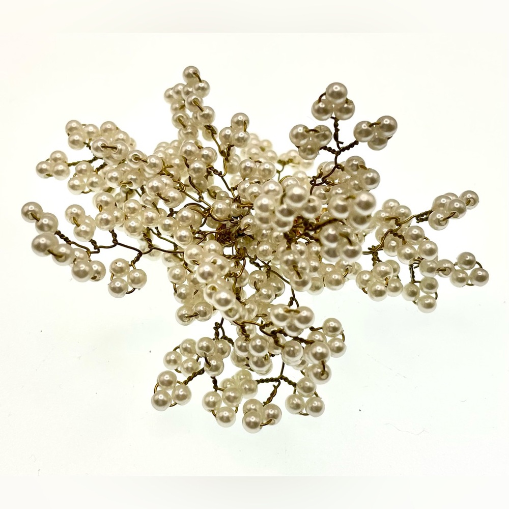 3 for $30 Vintage Pearl Blossom Spray Brooch Gold Tone Wire